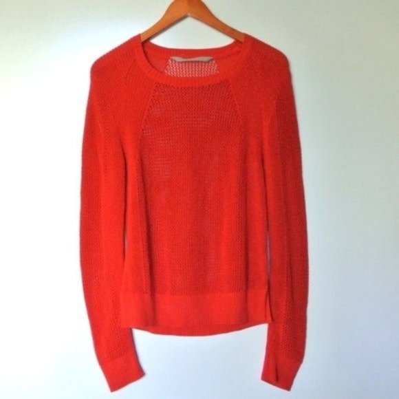 Athleta Red Mesh Pullover Sweater M - Picture 5 of 8